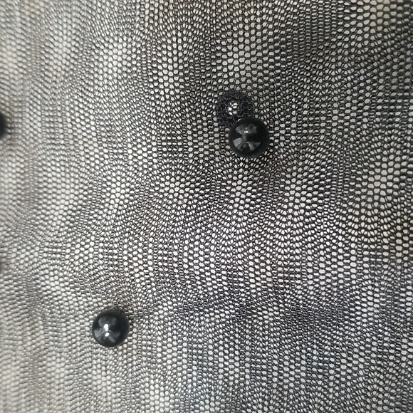 Zara Sheer Short Sleeves Top, black pearls. L - Picture 6 of 9